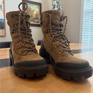 Tory Burch Tan and Black Leather Boots